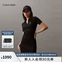 Calvin Klein Jeans24春夏新款女士简约刺绣修身V领POLO短袖连衣裙J223724