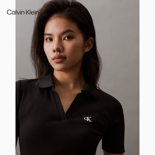 Calvin Klein Jeans24春夏新款女士简约刺绣修身V领POLO短袖连衣裙J223724