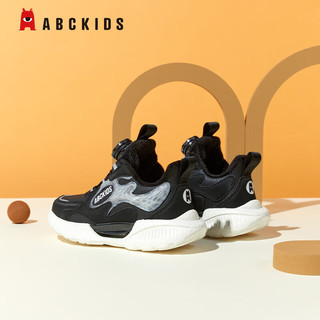 ABC KIDS男童鞋冬款保暖加绒跑步鞋旋转扣中小童运动鞋校园风格女童 黑色 28码