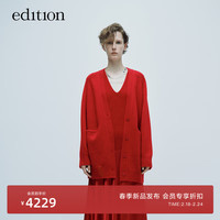 edition【P系列】2024春插肩袖羊毛羊绒毛衣外套软糯慵懒风 原色红色 S/160