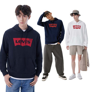 Levi's【同款】李维斯秋冬连帽卫衣oversize落肩LOGO印花 灰色0008 S