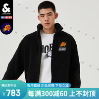 杰克·琼斯（JACK&JONES）秋冬男装外套男NBA联名太阳队百搭仿羊羔毛夹克外套男生 E40黑色 165_88A_XS