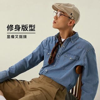 Levi's 李维斯 秋冬牛仔长袖衬衫蓝色时尚休闲 复古深蓝色 S