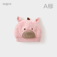 aqpa婴儿冬季帽子宝宝夹棉保暖胎帽 夕阳红 0-3个月(适用头围34-37cm)