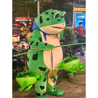健威神青蛙人偶服装儿童 青蛙人偶服装小号充气儿童小孩版卡通孤寡卖崽 红蛙1风扇+1个电池盒 成人款150-165CM