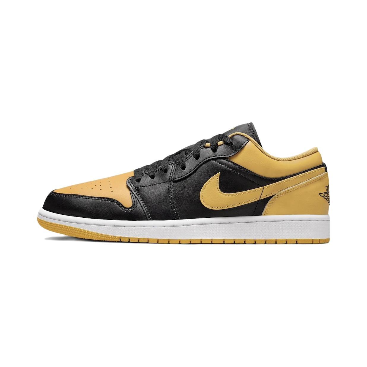 正代系列 Air Jordan 1 Low 男子篮球鞋 553558-072 黑/赭黄/白色 41