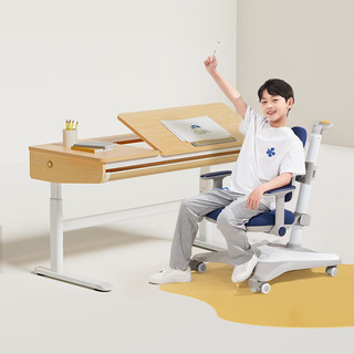 爱果乐（IGROW）儿童学习桌小写字桌椅青少年可升降原木色实木儿童桌椅套装 艺术家7p1.2米 单桌原木色