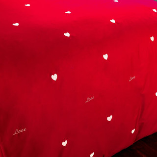 拉普斯家纺婚庆四件套大红色刺绣纯棉全棉床上用品结婚床单被套床上用品 形影不离 四件套 1.5米床 被套200*230cm