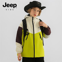 Jeep童装外套男童春季连帽宽松防风衣棒球服青少年夹克 和平绿 120cm