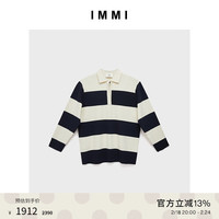 IMMI23夏季针织条纹POLO衫131KN010Y 藏青 0