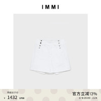IMMI23夏季新品水洗白色牛仔双门襟短裤131SP025D 白色 0