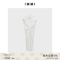 IMMI23夏季素色衬衫布无袖衬衫式连衣裙131DS090X 白色 0