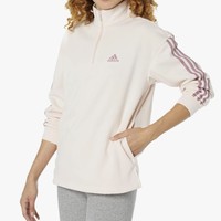 限尺码：adidas 阿迪达斯 女士半拉链抓绒卫衣