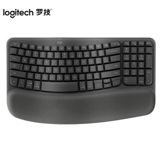 罗技（logitech）Wave Keys人体工学键盘无线蓝牙键盘 自带掌托接收器 改善姿势舒适办公 Wave Keys键盘 黑色