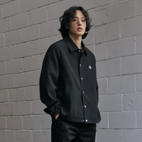 GXG 男装 黑色衬衫式夹克胸前硅胶点缀简约时尚 春季