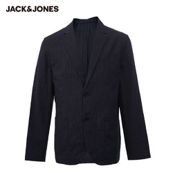 JACK&JONES 杰克琼斯 男士修身条纹长袖西服休闲外套