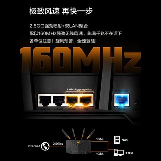 ASUS 华硕 小旋风2.5G路由器家用千兆端口高速全屋无线wifi6穿墙王