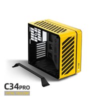 方糖机械大师 C34Pro 侧透 360水冷 ATX/EATX 台式电脑铝合金机箱 活力黄