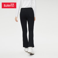 Baleno 班尼路 女装时尚显瘦轻薄柔软纯黑简约舒适微型喇叭牛仔裤春季