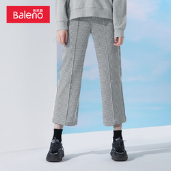 Baleno 班尼路 女复古格子针织长裤