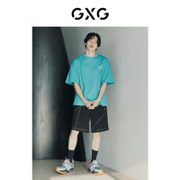 GXG奥莱 22年男装 潮流阔版环形字母印花模糊圆领短袖T恤