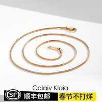 Colaivkloia 情侣款项链男女士玫瑰金简约锁骨链白金色钛钢蛇骨链