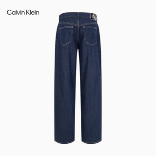 Calvin Klein Jeans24春夏女士舒适亚麻复古低腰宽松直筒牛仔裤J223380 1AP-牛仔深蓝 25