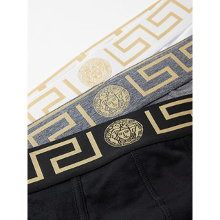 范思哲（VERSACE） 奢侈品潮牌 男士 LOGO提花弹力棉料内裤三件套 Black 3