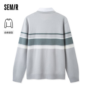 森马（Semir）套头毛衫男2024春季时尚潮流撞色假两件针织衫 灰绿色调00324 165/84A/S