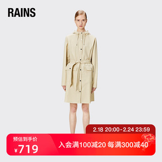 RainsRains 女士休闲防水风衣 时尚简约中长款雨衣外套 Curve W Jacket 沙丘黄 M