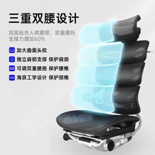 有谱G20 人体工学椅办公椅电竞电脑椅舒适久坐家用老板椅 灰框灰网加脚踏