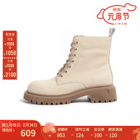 STEVE MADDEN/思美登冬微弹靴筒简约设计马丁靴 TYCE 米白色 36