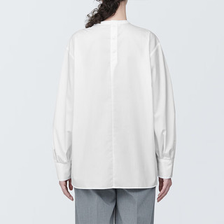 无印良品（MUJI）女式 不易褶皱 立领长袖罩衫 女士衬衫早春BC2IQC4S 白色 S(155/80A)