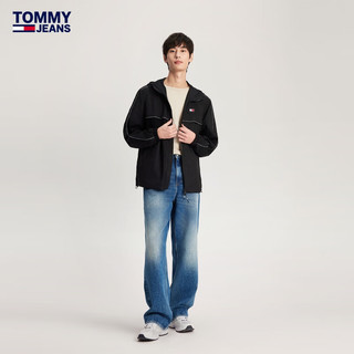 TOMMY JEANS 24春季男装户外运动织带拼接合身版连帽夹克外套18697 黑色BDS S