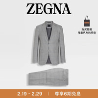 杰尼亚（Zegna）24春夏黑色、白色配浅蓝色羊毛西装722523A7-20FT2Y-50