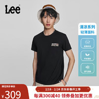 Lee24早春标准版型圆领卡通印花凉感男短袖T恤潮LMT008124202 黑色 S