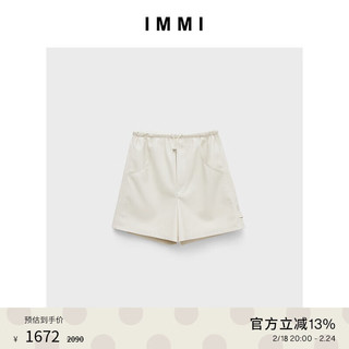 IMMI23夏季PU橡筋腰工装短裤131SP056X 米白 0