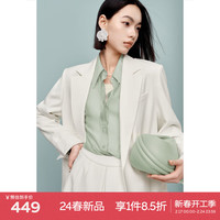 伊芙丽（eifini）【果冻系列】伊芙丽休闲设计感百搭宽松廓形西装外套女2024春装 本白色 155/80A/S