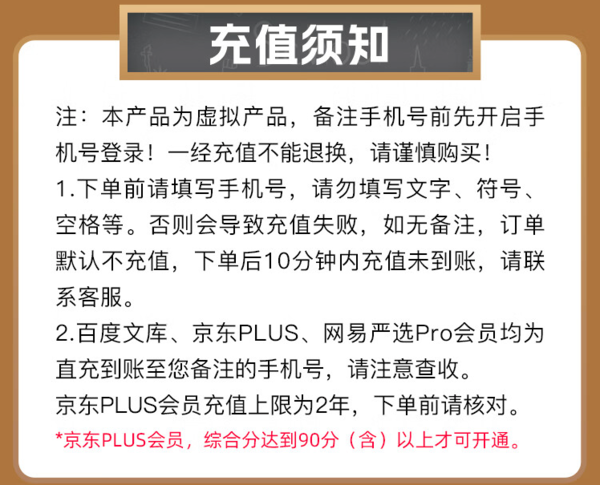 百度文库会员月卡+京东PLUS年卡+网易严选pro年卡