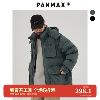 潘·麦克斯（PANMAX）panmax潮牌大码男装加肥加大宽松休闲时尚保暖棉服PBCF-MF0009 绿色 L