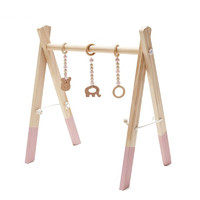 全光辰（quanguangchen）新年ins北欧风木质器摆件新生儿宝宝婴儿架 儿童玩具 粉色含3串挂饰