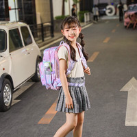 SPI 护脊书包女小学生书包时尚儿童书包女款大容量多隔层双肩背包 粉红色 L(130-160cm身高使用)
