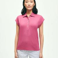 Linen-Cotton Blend Cap-Sleeve Polo Shirt