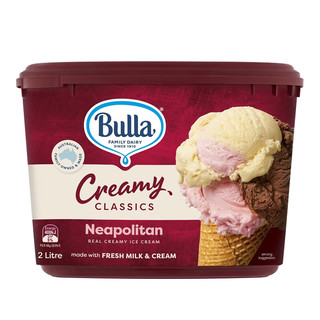 Bulla 布拉经典桶装三色冰淇淋（香草味，草莓味，巧克力味） 960克