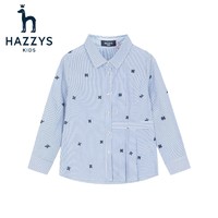 HAZZYS 哈吉斯 女童尖领长袖衬衫 彩条130