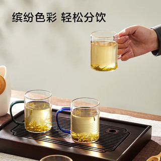 京东京造 玻璃耐热茶杯加厚套装家用泡茶杯牛奶果汁喝水杯六色杯300ml*6