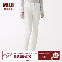 无印良品 MUJI 女式 横竖弹力牛仔 紧身裤 裤子 长裤 休闲裤 W9AE206 白色 23inch