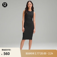 lululemon丨Shirred 女士棉质中长背心裙 LW1ENZS 黑色 10