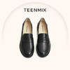 TEENMIX 天美意 皮鞋女鞋柔软羊皮乐福鞋单鞋CCJ38CA3 黑色（宽版）