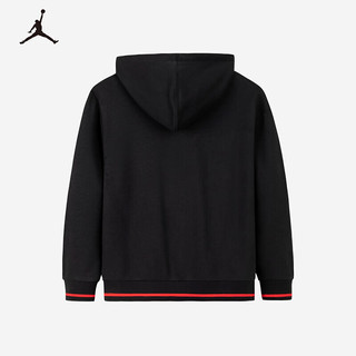 NIKE JORDAN 耐克AJ童装男童连帽卫衣+短袖衬衫2件套2024春秋卫衣套装 正黑色 130/64(7)